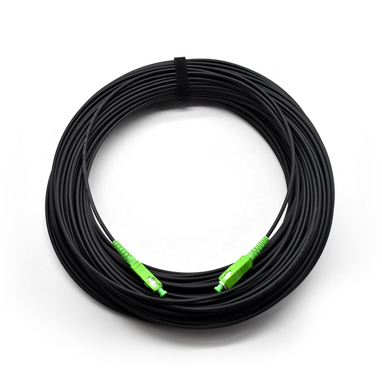 Fiber Optic 100M Drop Cable Corning G657A1 Fiber Black LSZH Jacket SCAPC 