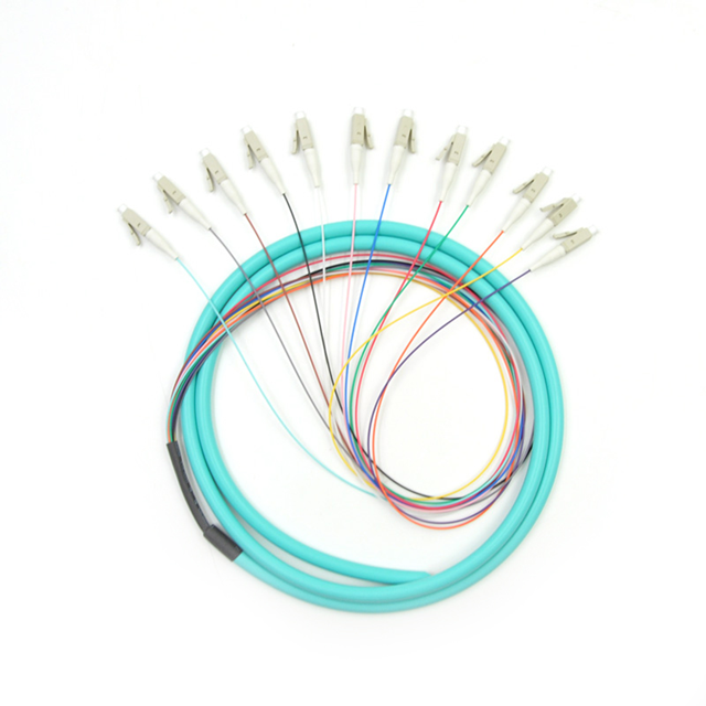 Fiber optic fan-out pigtail LC/UPC-OM3-2.0mm-12C-MM branch fiber optic pigtail
